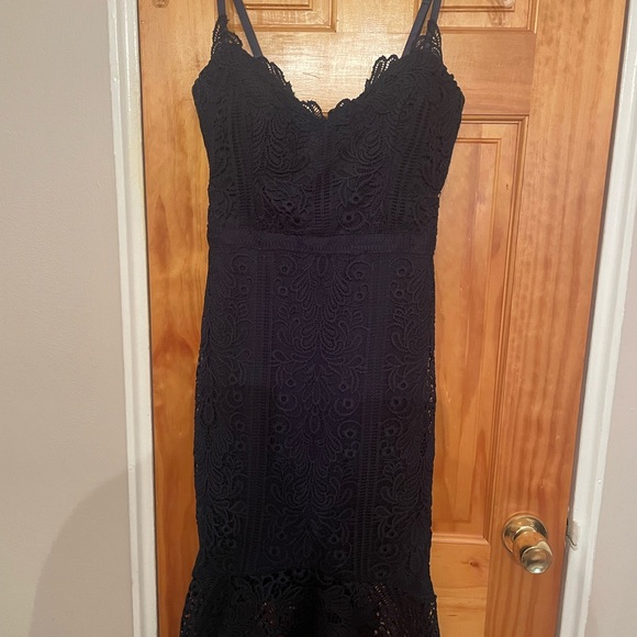 Guess flounce hem dress size 2, navy blue - Picture 3 of 5